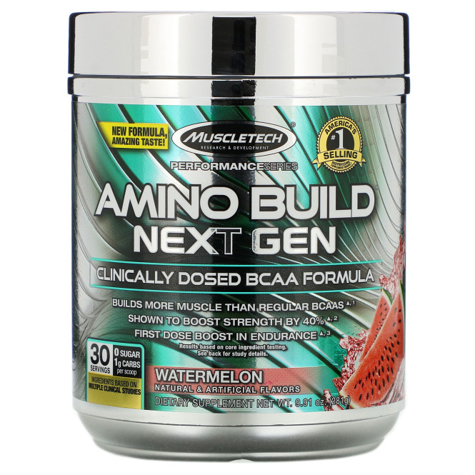 Muscletech, Amino Build Next Gen, аминокислоты нового поколения, арбуз, 281 г (9,91 унции)