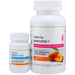 UpSpring, Prenatal +, манго-персиковые жевачки + мягкие таблетки, 90 жевачек + мягкие таблетки