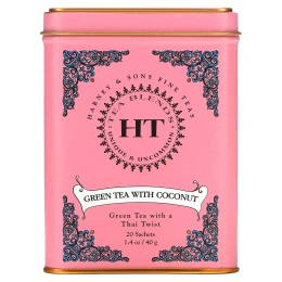Harney & Sons, HT Tea Blends, зеленый чай с кокосом, 20 чайных пакетиков, 40 г (1,4 унции)