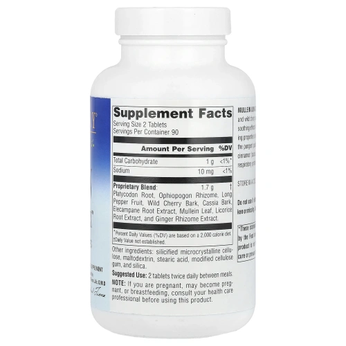Planetary Herbals, Комплекс для легких с коровяком, 850 мг, 180 таблеток