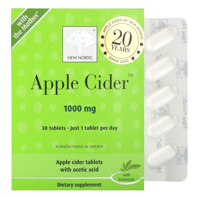 New Nordic, Apple Cider, 1,000 mg, 30 Tablets
