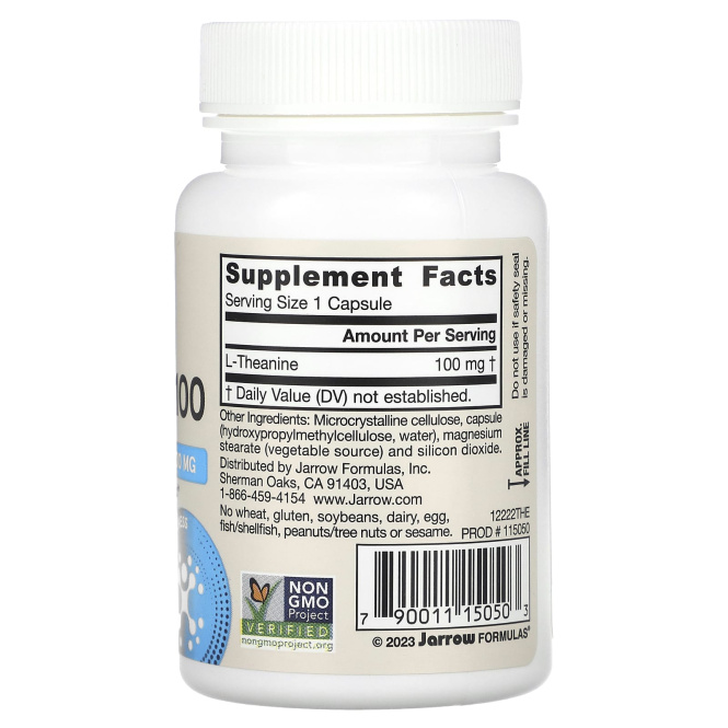 Jarrow Formulas, теанин 100, 100 мг, 60 вегетарианских капсул