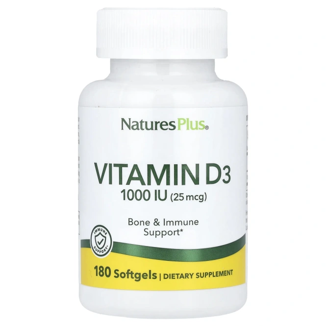 Nature's Plus, Витамин D3, 1000 МЕ, 180 гелевых капсул