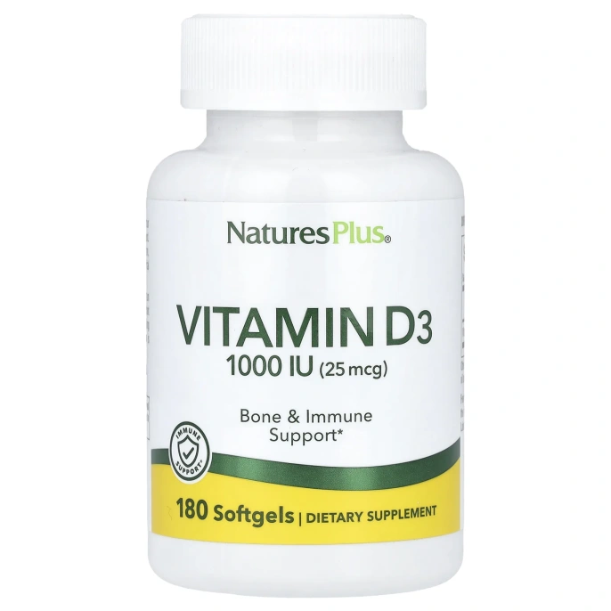 Nature's Plus, Витамин D3, 1000 МЕ, 180 гелевых капсул