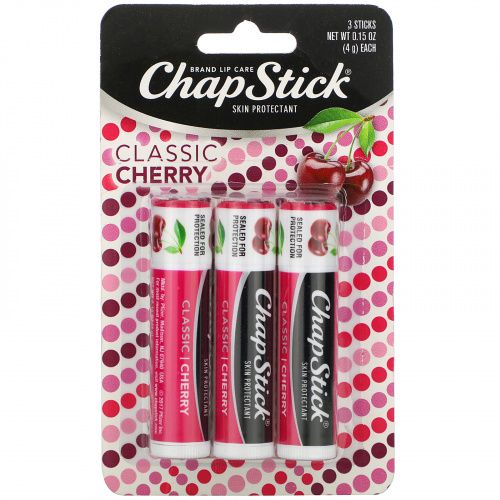 Chapstick, Защитный бальзам для губ, «Классическая вишня», 4 г каждый