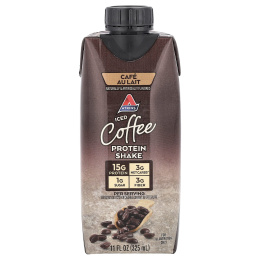 Atkins, Кофейный протеиновый коктейль со льдом, Cafe Au Lait, 4 коктейля, 325 мл (11 жидк. унц.)