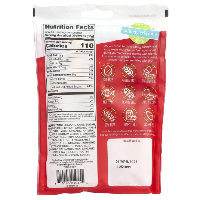 YumEarth, Organic Giggles, органические конфеты, 142 г (5 унций)