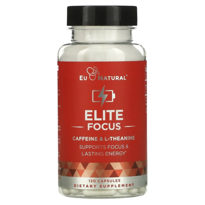 Eu Natural, ELITE FOCUS, кофеин и L-теанин, 120 капсул