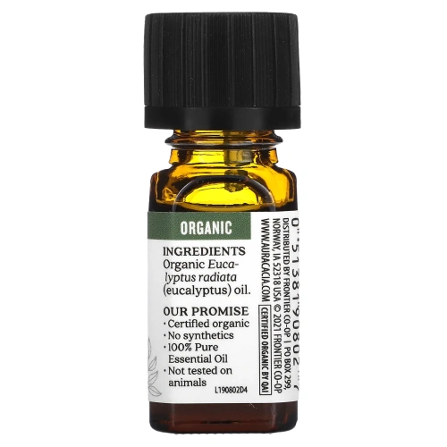 Aura Cacia, чистое эфирное масло, органический эвкалипт, 7,4 мл (0,25 жидк. унции)