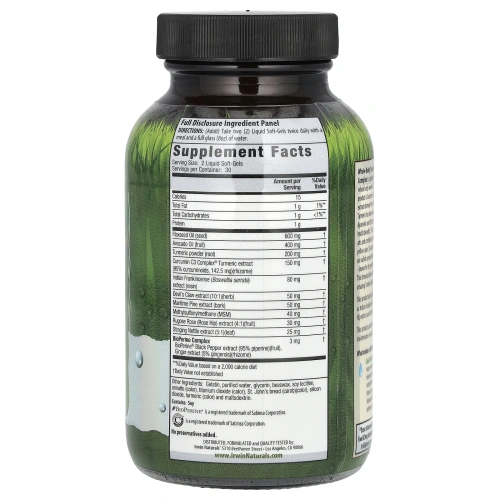 Irwin Naturals, "Куркума для всего тела экстра", пищевая добавка с куркумином, 60 мягких желатиновых капсул с жидкостью