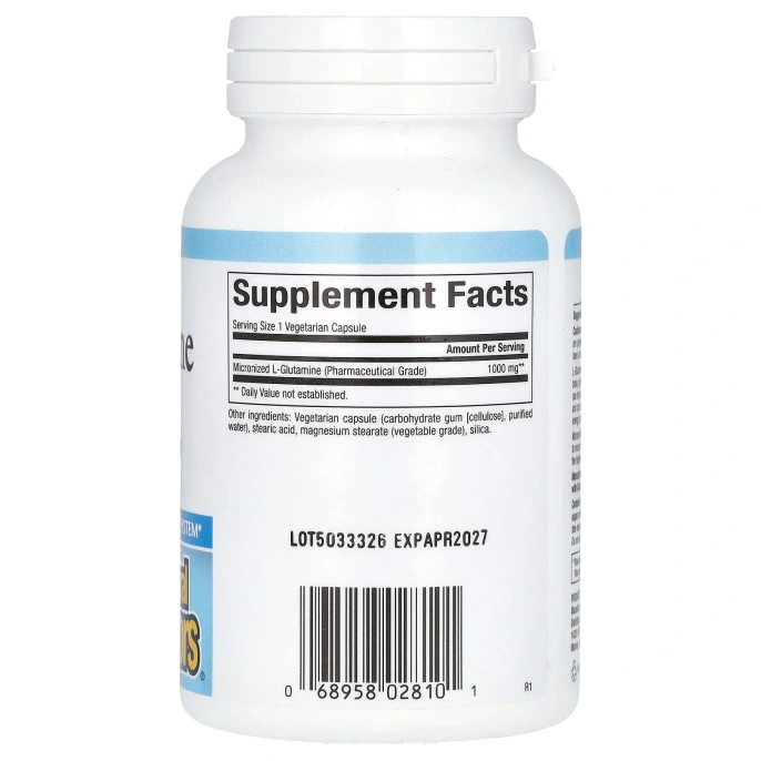 Natural Factors, Микронизированный L-глютамин, 1000 мг, 90 вегетарианских капсул