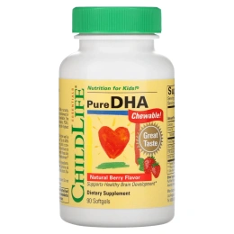 ChildLife Чистая ДГК для Детей с натуральным ягодным вкусом, 90 жевательные мягкие таблетки