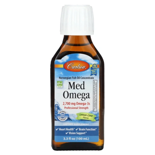 Carlson Labs, Med Omega, вкус лимона и лайма, 2 700 мг, 3,3 ж. унц.(100 мл)