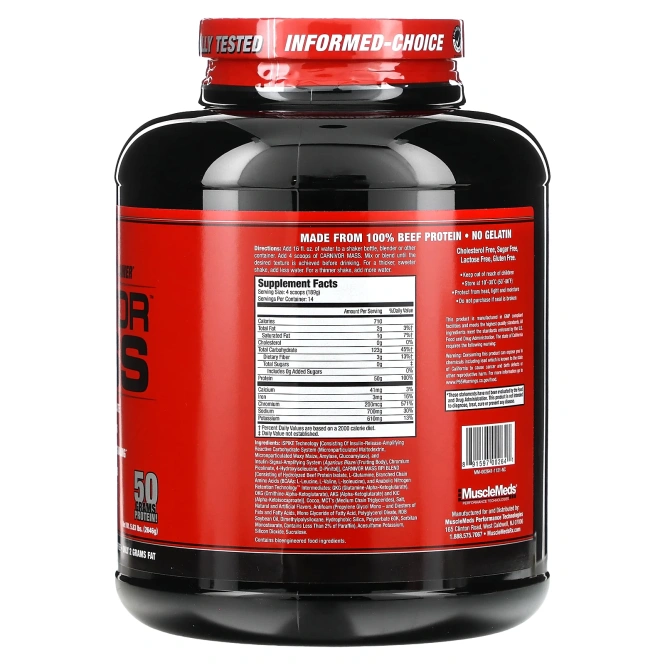 MuscleMeds, Carnivor Mass, анаболическое средство наращивания мышечной массы с говяжьим белком, шоколадный фадж, 5.,83 фунтов