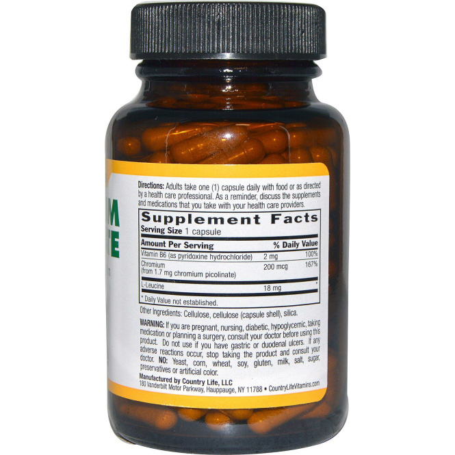 Country Life, Хром пиколинат 200 овощных капсул