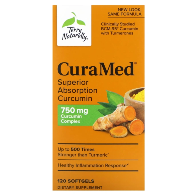 EuroPharma, Terry Naturally, CuraMed, 750 мг, 120 мягких таблеток