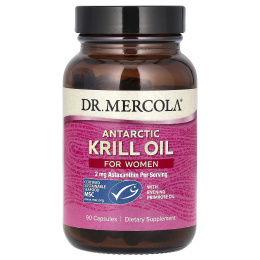 Dr. Mercola, масло антарктического криля для женщин, 90 капсул