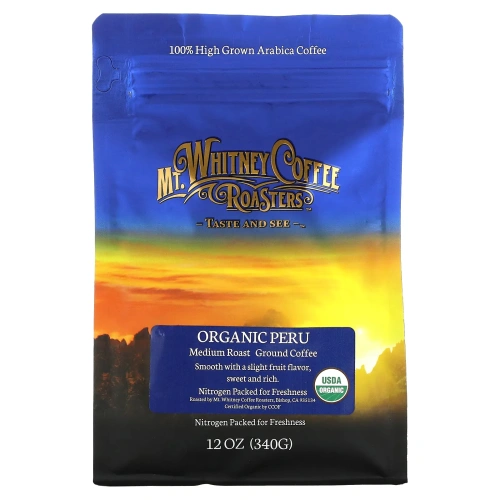 Mt. Whitney Coffee Roasters, Органический перуанский молотый кофе средней обжарки, 12 унций (340 г)