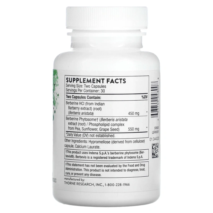 Берберин, Berberine, Thorne Research, 60 капсул