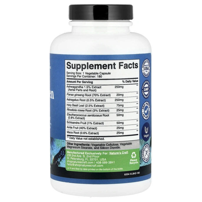 Nature's Craft, Смесь адаптогенов, 180 капсул