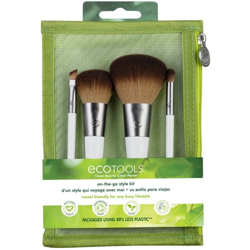 EcoTools, Набор кистей для макияжа на ходу, 4 кисти, карманный размер