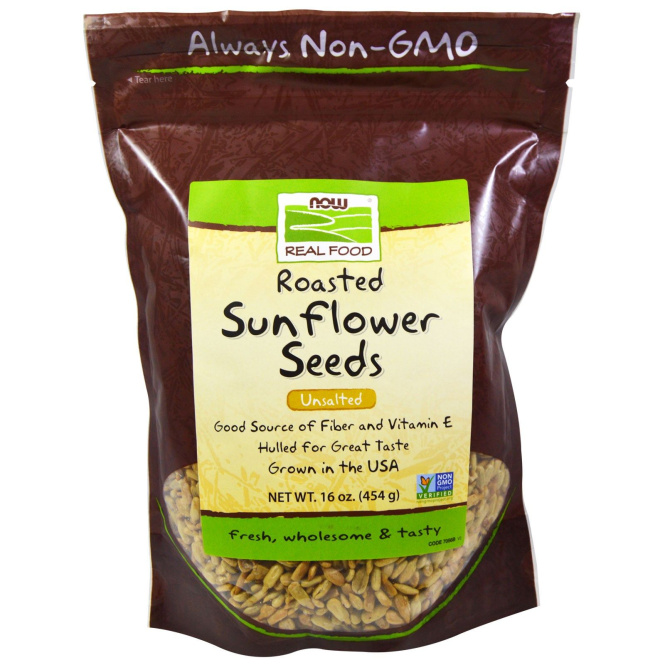 Now Foods, Семена подсолнечника, обжаренные, несоленые, 16 унций (454 г)