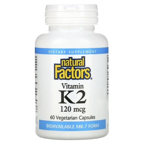 Natural Factors, витамин K2, 100 мкг, 60 вегетарианских капсул