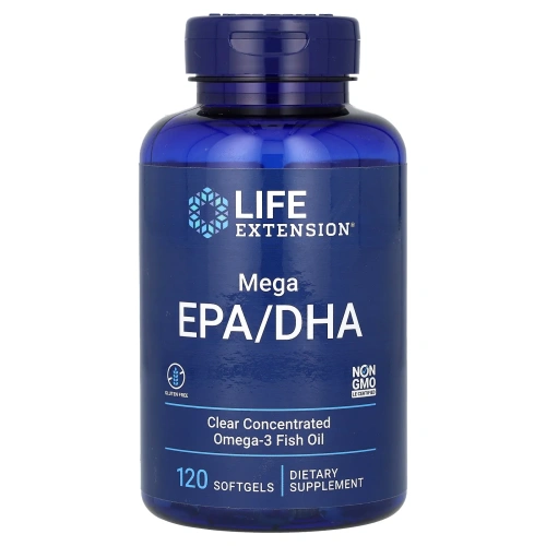 Мега ЭПК/ДГК, Mega EPA/DHA Life Extension, 120 капсул