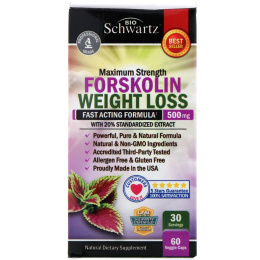 BioSchwartz, Максимальная эффективность, форсколин для снижения веса, 500 мг, 60 растительных капсул