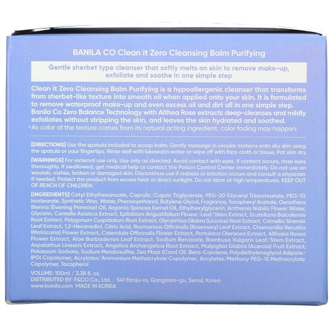 Banila Co., Clean It Zero, Cleansing Balm, Purifying, 3.38 fl oz (100 ml)