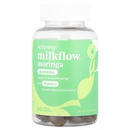 UpSpring, Milkflow®, жевательные мармеладки с морингой и витамином C, зеленое яблоко, 60 веганских жевательных мармеладок