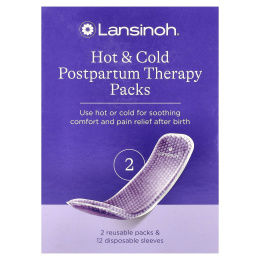 Lansinoh, Пакеты для горячей и холодной послеродовой терапии, 2 многоразовых пакетика и 12 одноразовых рукавов