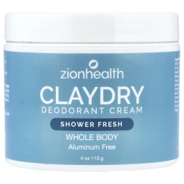 Zion Health, ClayDry, крем-дезодорант, свежесть для душа, 113 г (4 унции)