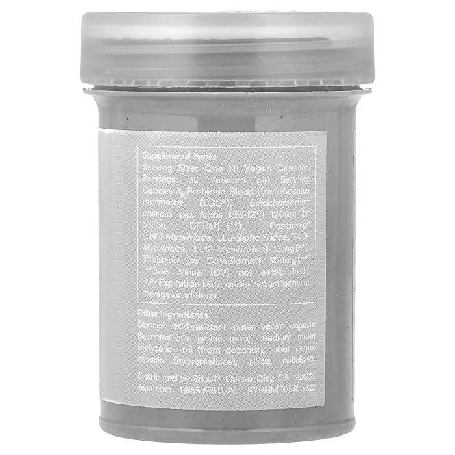 Ritual, Synbiotic+®, мята, 30 растительных капсул