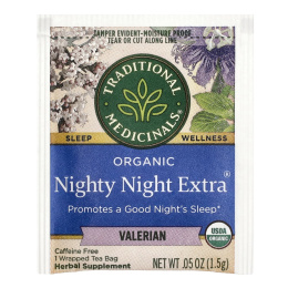 Traditional Medicinals, Organic Nighty Night Extra, мелисса и валериана, без кофеина, 16 чайных пакетиков в упаковке, 24 г (0,85 унции)
