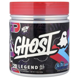 Ghost, Legend® All Out, предтренировочный комплекс, голубая малина, 440 г (15,5 унции)