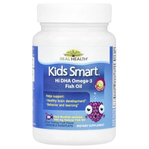 Рыбий жир для детей Bioglan Smart Kids с высоким содержанием Омега-3, с ягодным вкусом, 30 жевательных дражже