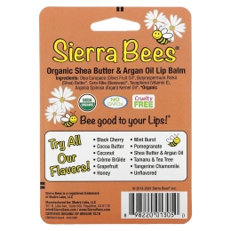 Sierra Bees, Органические бальзамы для губ, масло ши и аргановое масло, 4 в упаковке, по 4,25 г (0,15 унц.) каждый