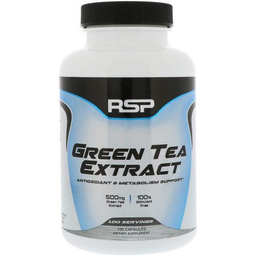 RSP Nutrition, Green Tea Extract, Antioxidant & Metabolism Support, 500 mg, 100 Capsules