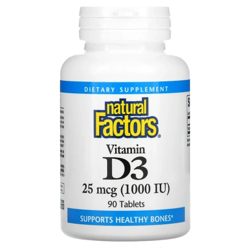 Natural Factors, Витамин D3, 1000 МЕ, 90 таблеток