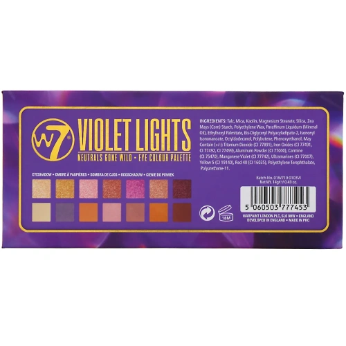 W7, Violet Lights, Neutrals Gone Wild, палетка теней, 11,2 г