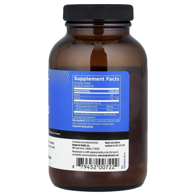 Designs For Health, Design For Sport®, Omega 3 Hi-Po, 60 мягких таблеток