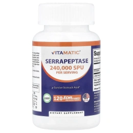Vitamatic, серрапептаза, 120 капсул из гипромеллозы DRcaps® (120 000 SPU в 1 капсуле)