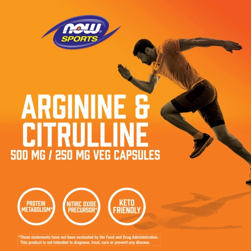Now Foods, Для спорта, аргинин и цитруллин, 500 мг /250 мг, 120 растительных капсул