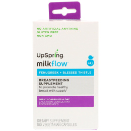UpSpring, Milkflow, пажитник + кникус благословенный, 100 вегетарианских капсул