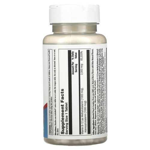 KAL, B-12 Methylcobalamin & Adenosylcobalamin, ActivMelt, Mixed Berry, 2000 mcg, 60 Micro Tablets