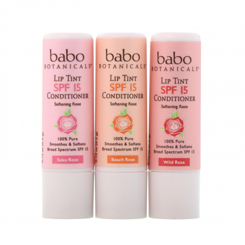 Babo Botanicals, Pretty & Protective, Lip Tint Conditioner Trio, SPF 15, 3 Pack, 0.15 oz (Each)