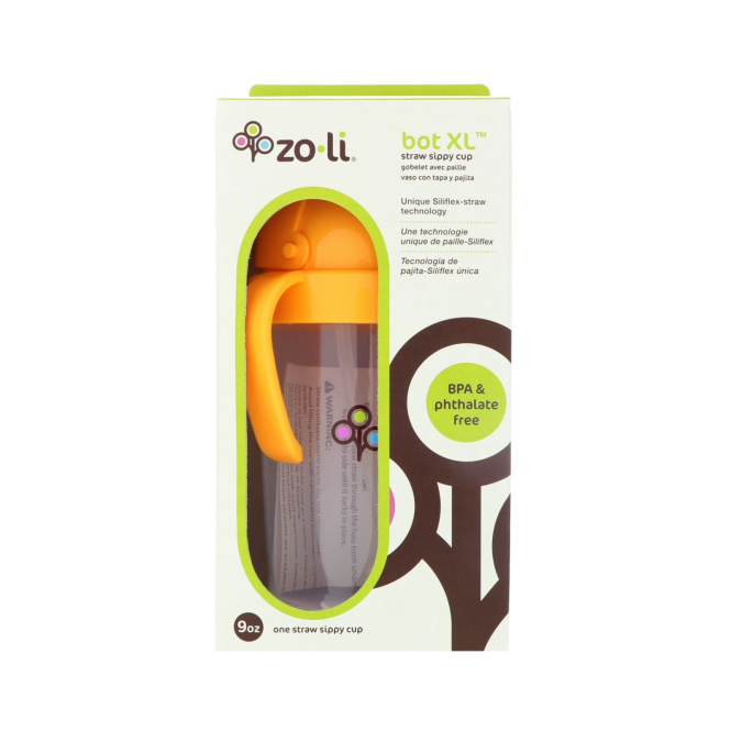 Zoli, Bot XL, Straw Sippy Cup, Orange, 9 oz