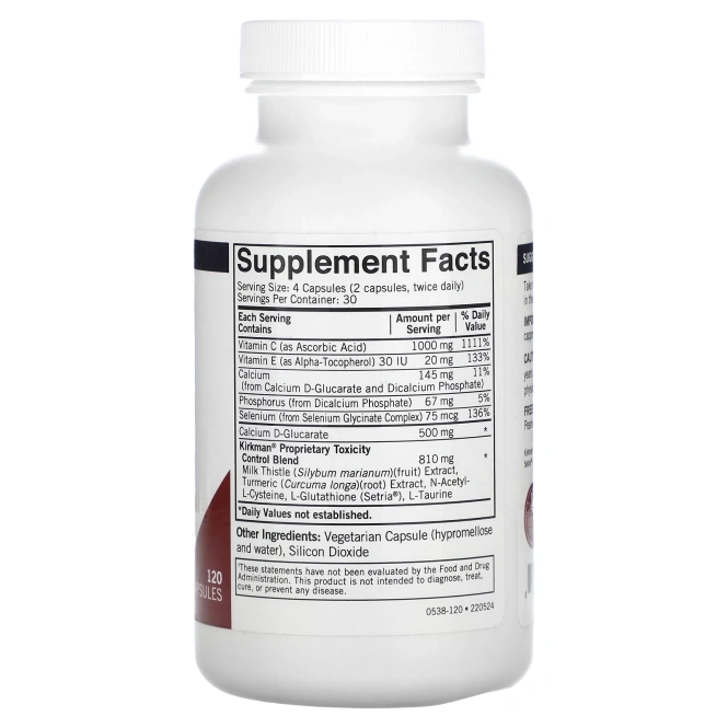 Kirkman Labs, контроль токсичности с L-глутатионом Setria, 120 капсул