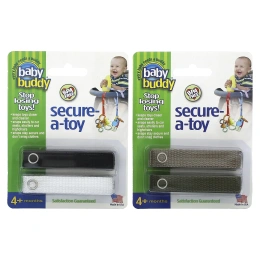 Baby Buddy, Secure-A-Toy, для детей от 4 месяцев, черный, белый и коричневый/оливковый, 4 ремешка